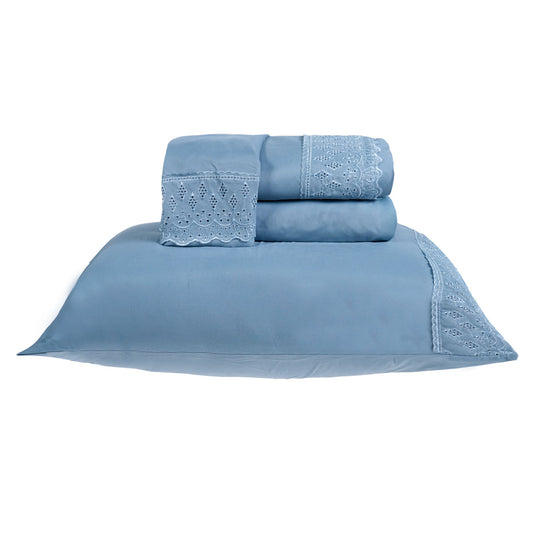 Jogo de Cama Casal Bordado Inglês Micropercal 200 - Bene Casa