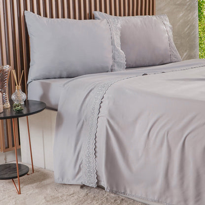 Jogo de Cama Casal Bordado Inglês Micropercal 200 - Bene Casa