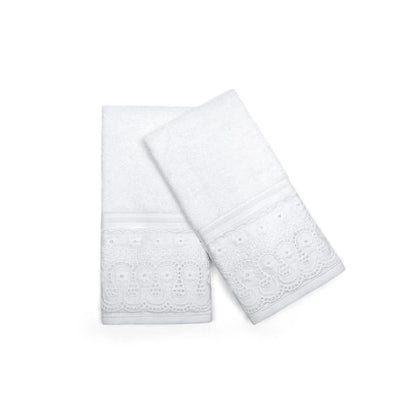 Toalha de Lavabo 30cm x 50cm Algodão Egípcio Renda Renascença - Buettner