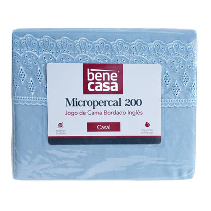 Jogo de Cama Casal Bordado Inglês Micropercal 200 - Bene Casa