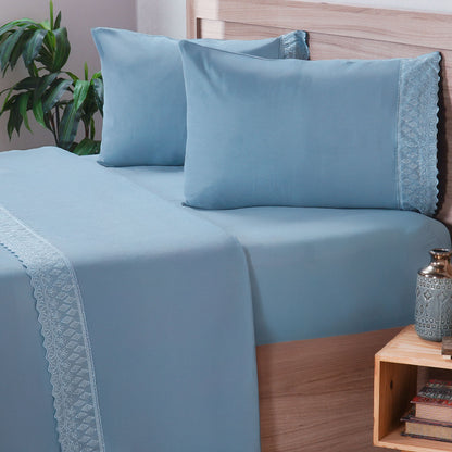 Jogo de Cama Casal Bordado Inglês Micropercal 200 - Bene Casa