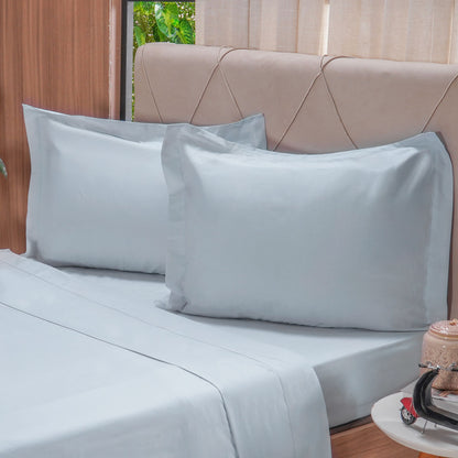 Jogo de Cama 200 Fios Liso Algodão Penteado Cinza - Tessi